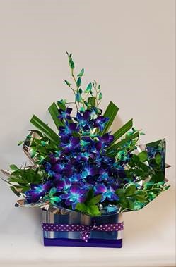 DF 88-  Blue Orchid Box Arrangement